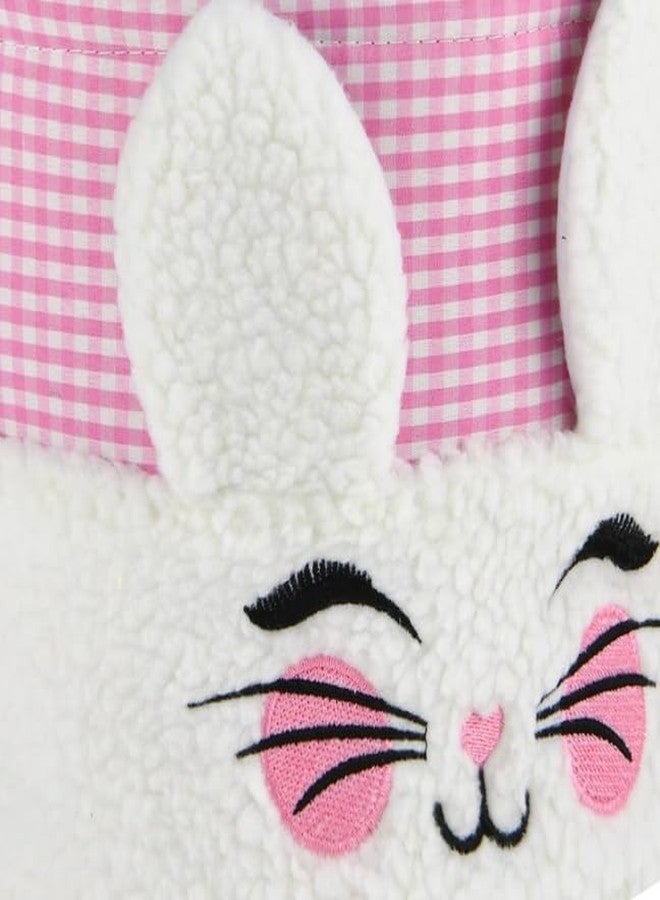 Irisbell Easter Bunny Basket,Cute Plush Easter Bucket with Handle for Easter Party Egg Hunts Decorations Candy Gifts Storage (Pink) - Image 5